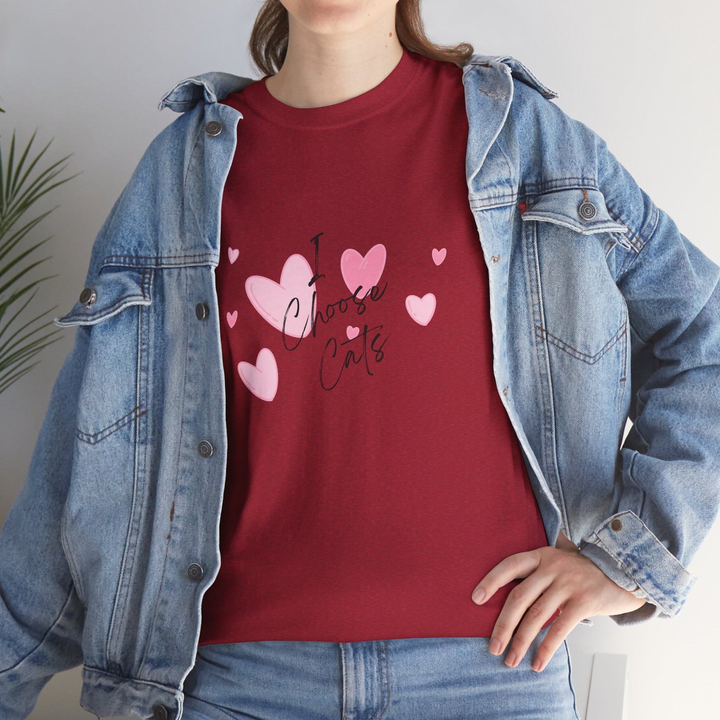 I Choose Cats T-Shirt — Cute Pink Hearts Cat Lover Tee