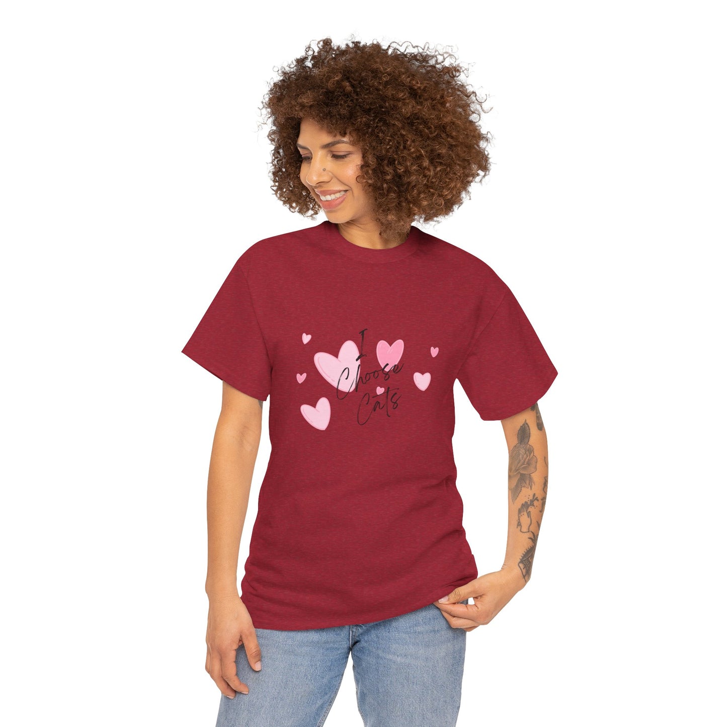 I Choose Cats T-Shirt — Cute Pink Hearts Cat Lover Tee