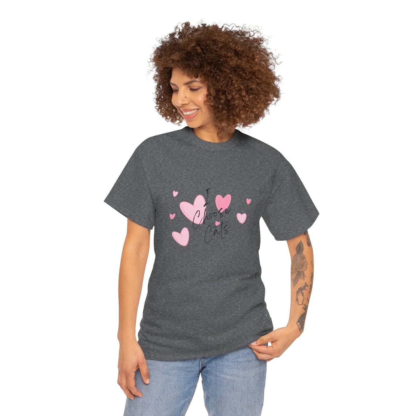 I Choose Cats T-Shirt — Cute Pink Hearts Cat Lover Tee