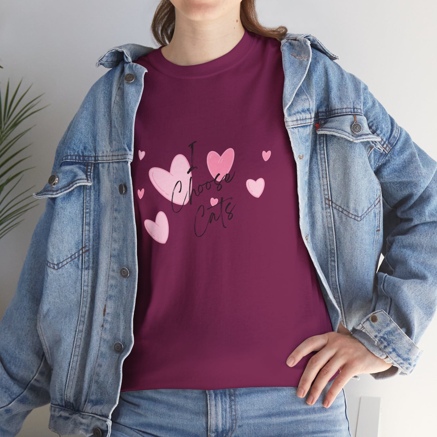 I Choose Cats T-Shirt — Cute Pink Hearts Cat Lover Tee