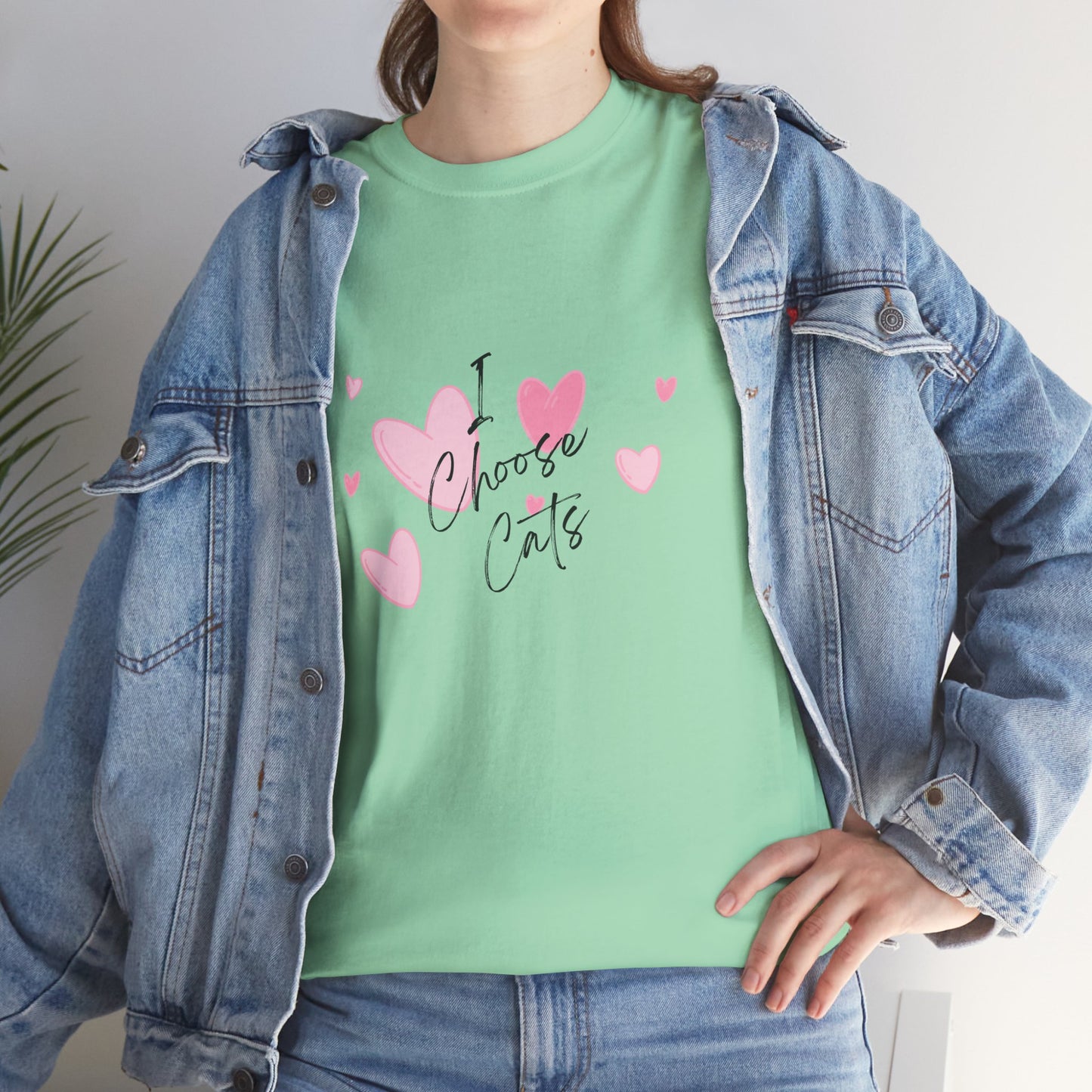 I Choose Cats T-Shirt — Cute Pink Hearts Cat Lover Tee