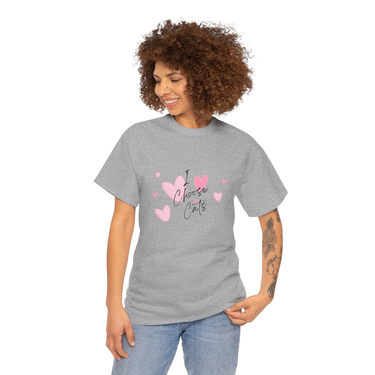 I Choose Cats T-Shirt — Cute Pink Hearts Cat Lover Tee