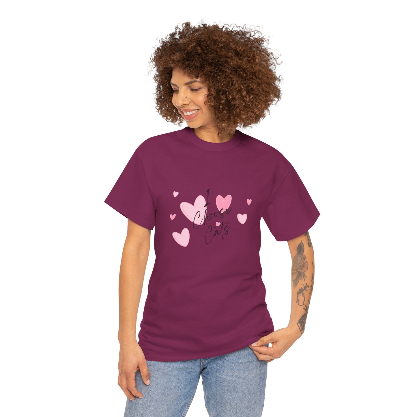 I Choose Cats T-Shirt — Cute Pink Hearts Cat Lover Tee
