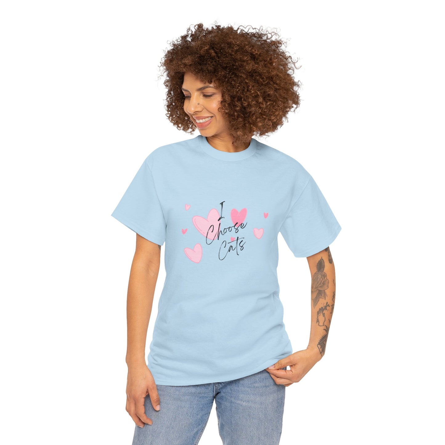 I Choose Cats T-Shirt — Cute Pink Hearts Cat Lover Tee