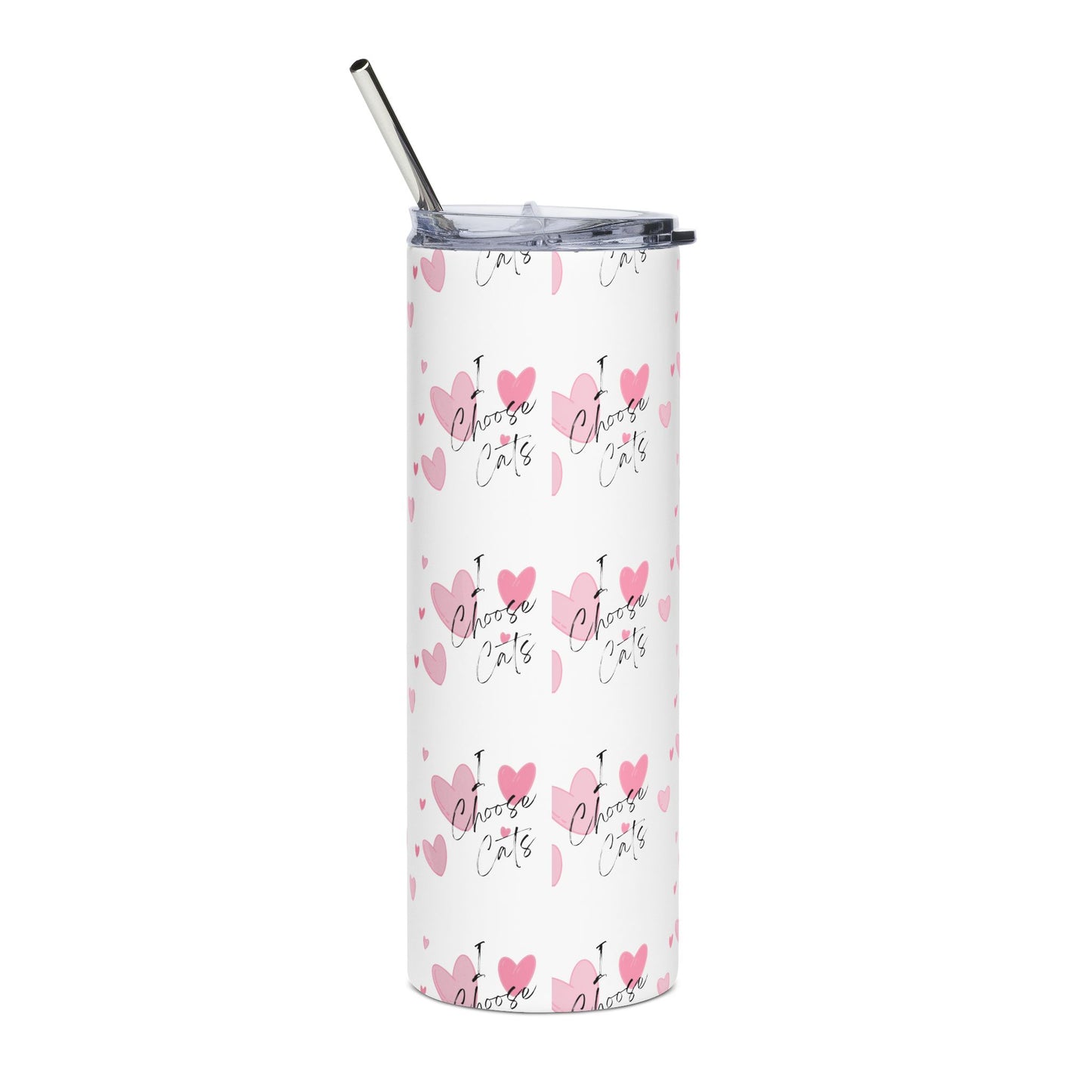 20oz Stainless Tumbler — Pink Heart Pattern Travel Cup