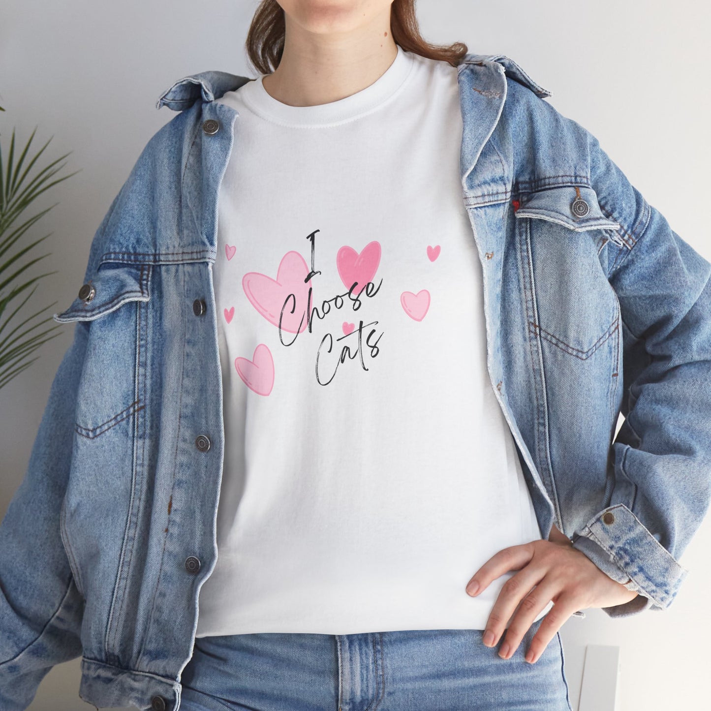 I Choose Cats T-Shirt — Cute Pink Hearts Cat Lover Tee