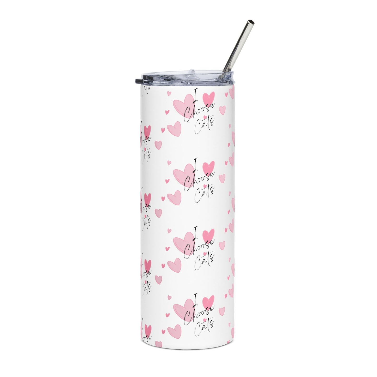 20oz Stainless Tumbler — Pink Heart Pattern Travel Cup