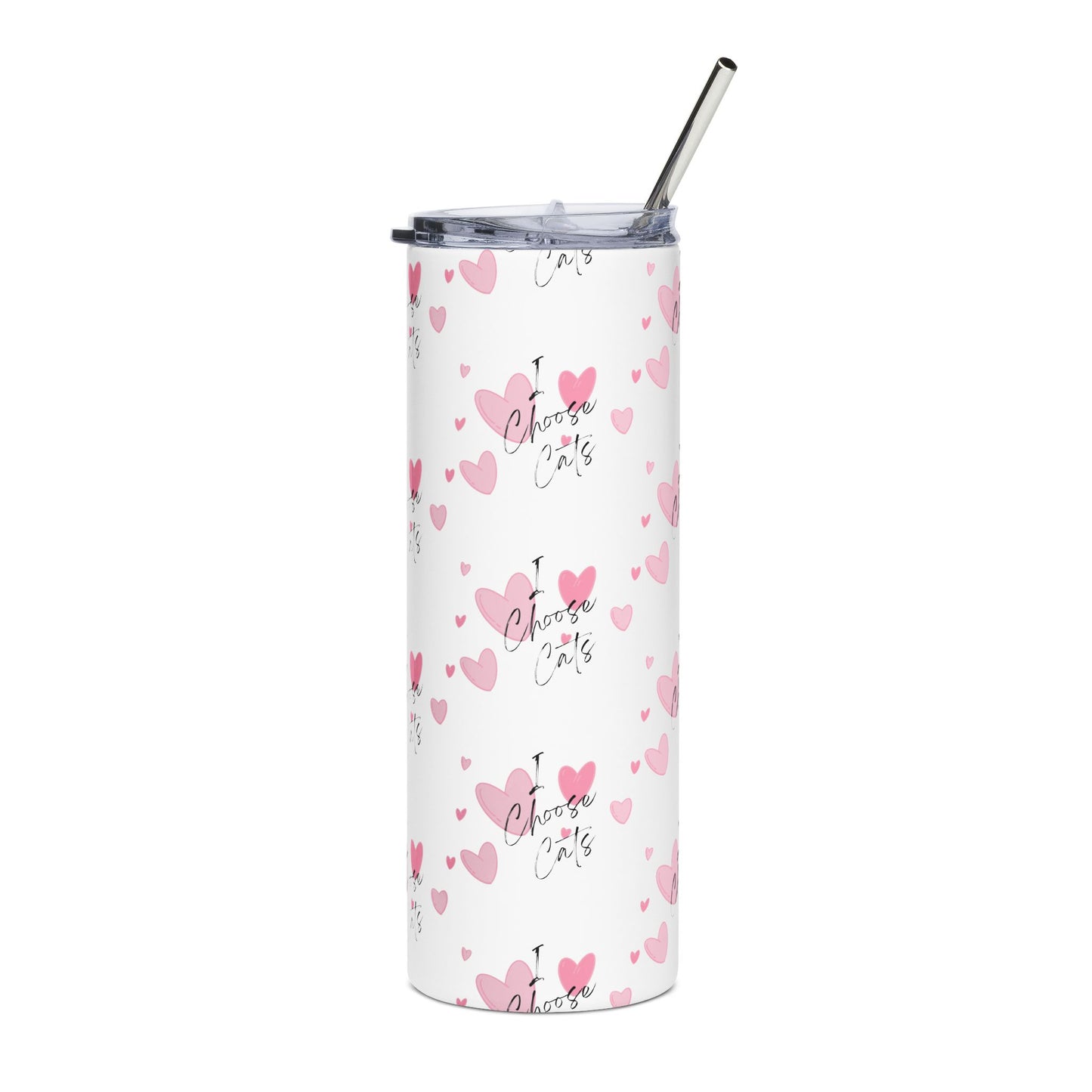 20oz Stainless Tumbler — Pink Heart Pattern Travel Cup