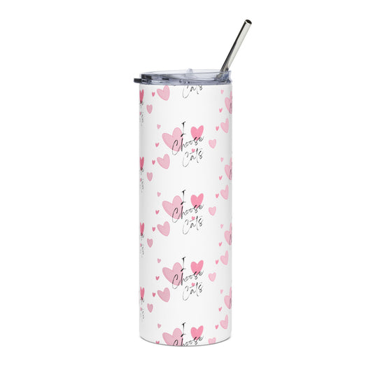 20oz Stainless Tumbler — Pink Heart Pattern Travel Cup
