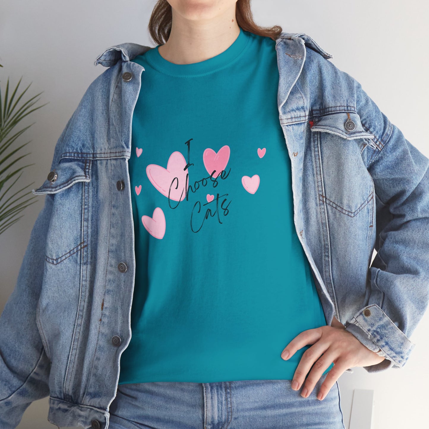 I Choose Cats T-Shirt — Cute Pink Hearts Cat Lover Tee