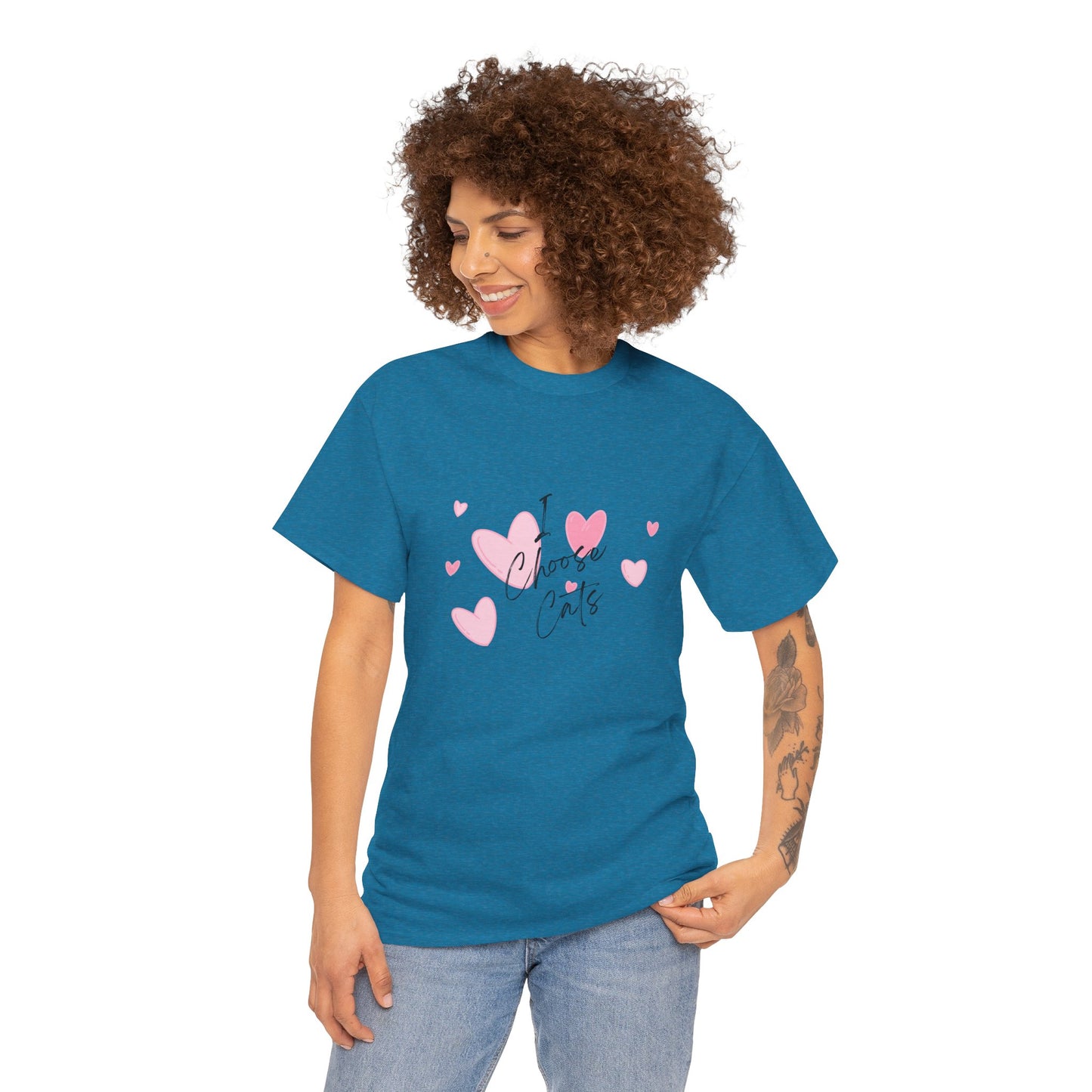 I Choose Cats T-Shirt — Cute Pink Hearts Cat Lover Tee