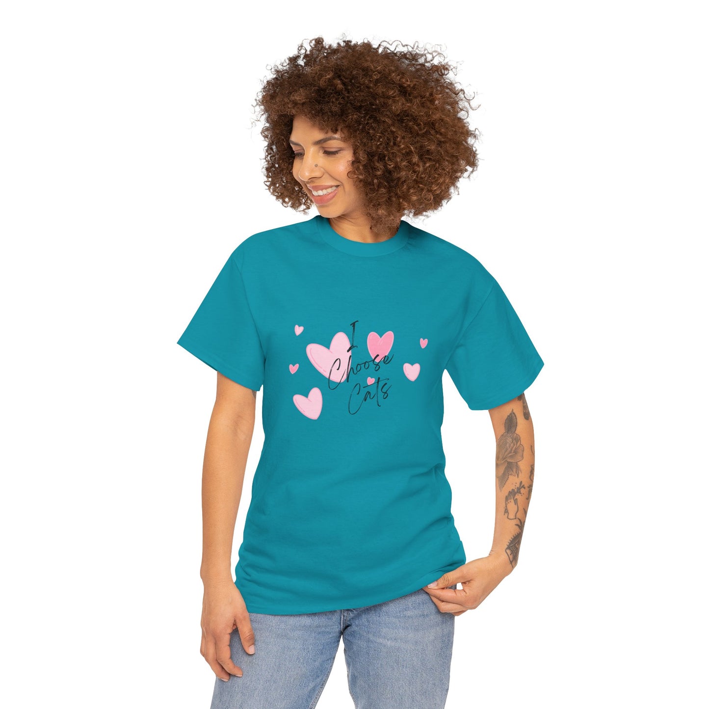 I Choose Cats T-Shirt — Cute Pink Hearts Cat Lover Tee