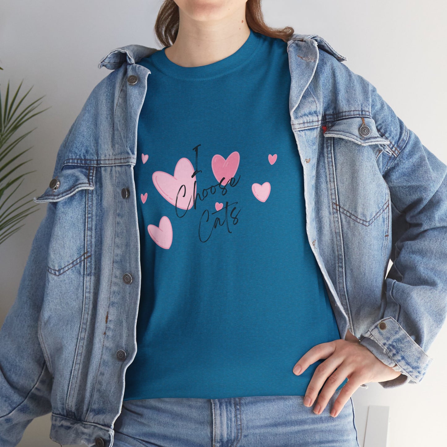 I Choose Cats T-Shirt — Cute Pink Hearts Cat Lover Tee