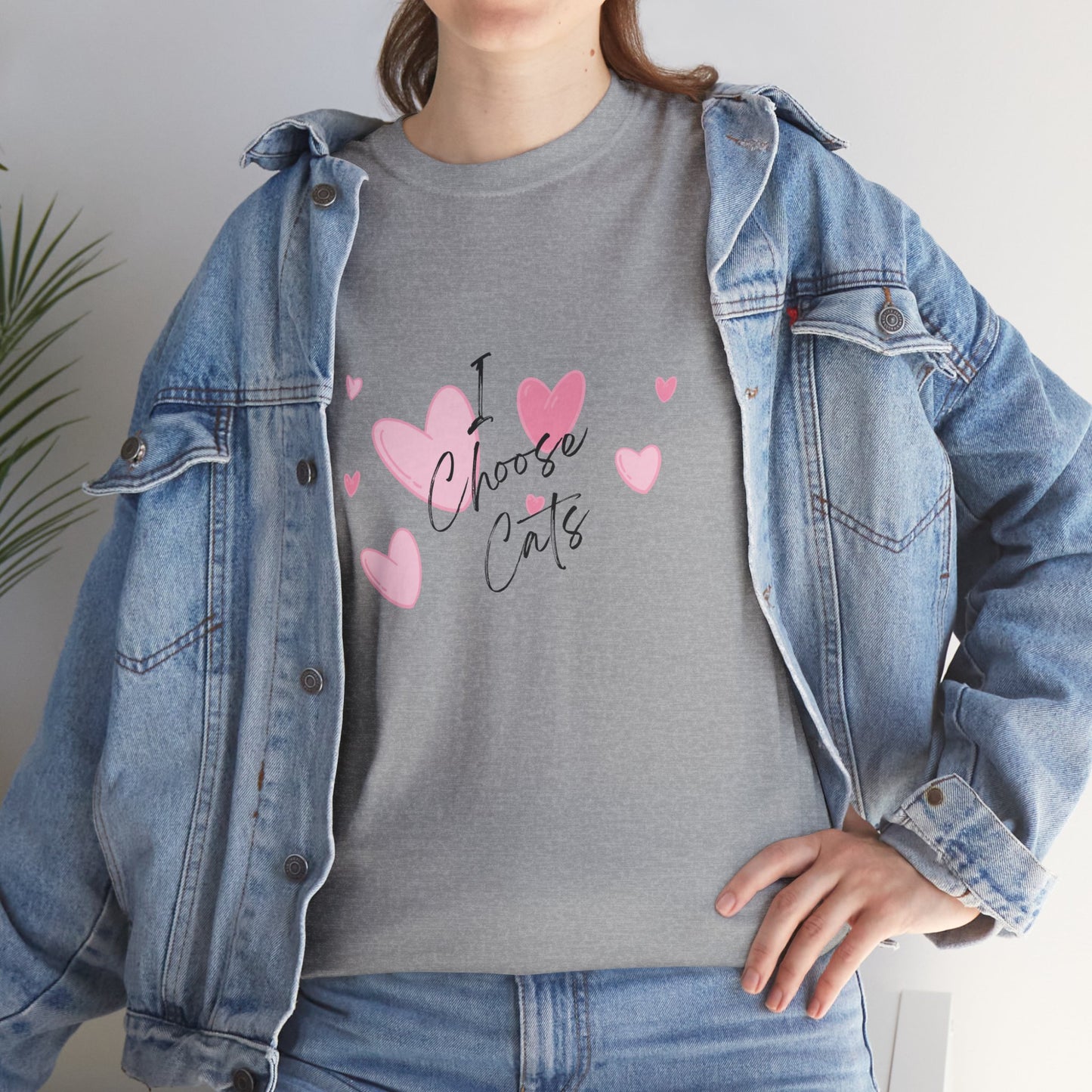I Choose Cats T-Shirt — Cute Pink Hearts Cat Lover Tee