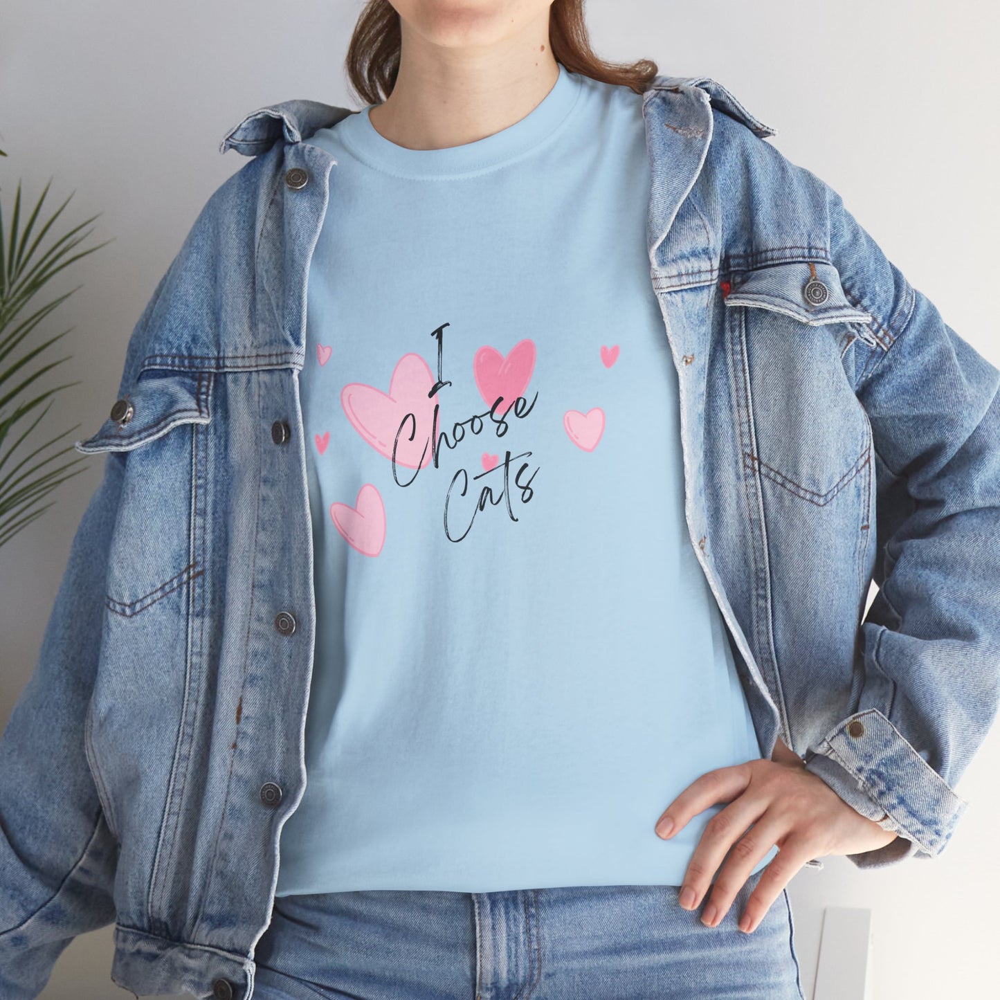 I Choose Cats T-Shirt — Cute Pink Hearts Cat Lover Tee