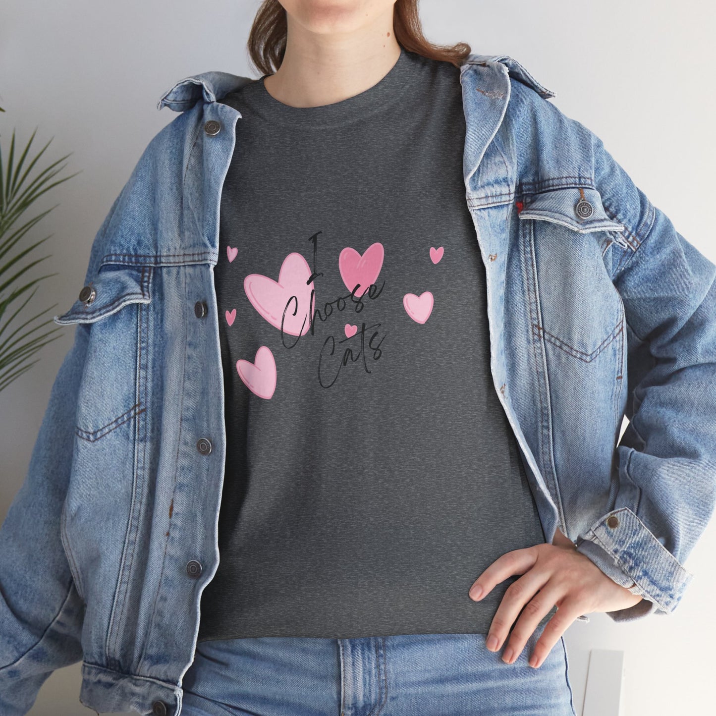 I Choose Cats T-Shirt — Cute Pink Hearts Cat Lover Tee