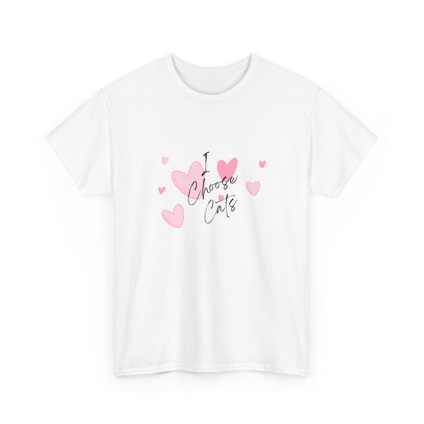 I Choose Cats T-Shirt — Cute Pink Hearts Cat Lover Tee
